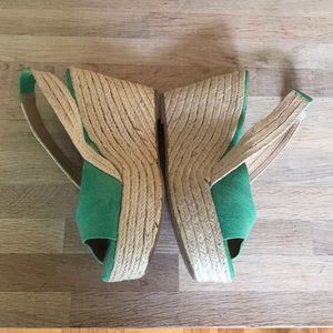 Splendid green slingback espadrilles, size 10